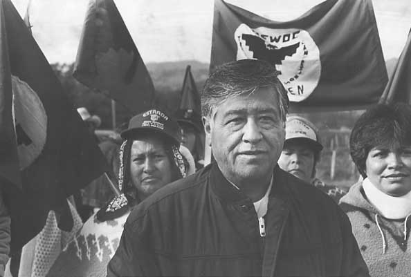 Cesar Chávez walks with protesters in this March 24, 1987, filephoto. Chávez was the leader of the United Farm Workers, and hevowed to boycott Glen Ellen Winery in Sonoma County unless it beganto hire union workers.