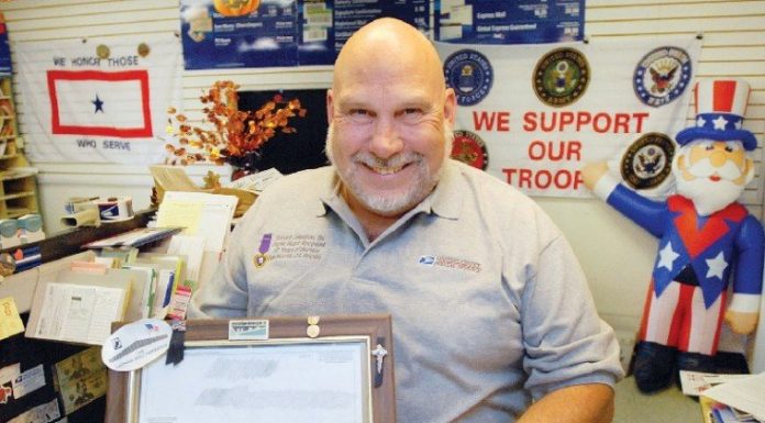 Vietnam Veteran wears Purple Heart on his sleeve