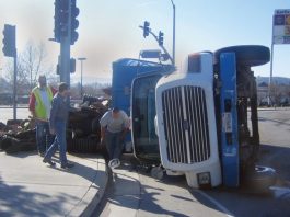 Truck flips coming off U.S. 101