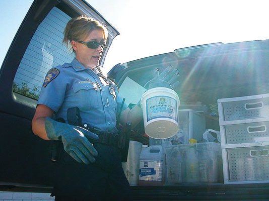 Cash-strapped police department tags graffiti with help of volunteers