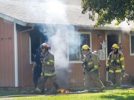 One unit damaged in migrant camp fire