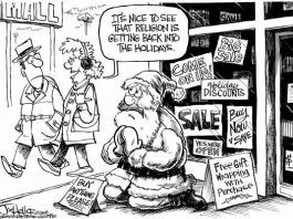 Editorial Cartoon: Begging Santa