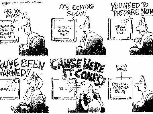 Editorial Cartoon: Next on your digital TV set – Congressional delays