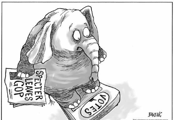 Editorial cartoons: Specter tips the scales
