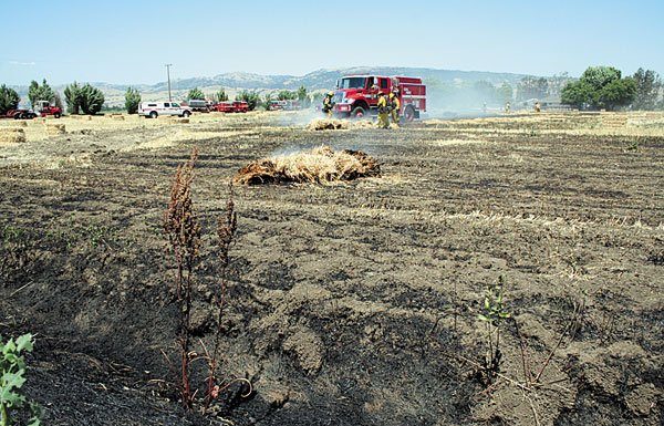 Blaze claims 58 hay bales, but nearby home protected