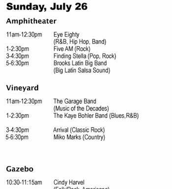 2009 Garlic Festival entertainment schedule
