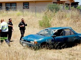 Rollover accident shuts down traffic at Santa Teresa Boulevard