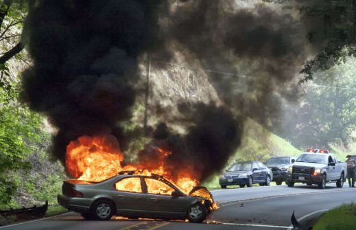 Fiery crash on Hecker Pass