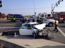 Three injured in three-car collision