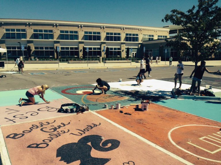 CHS parking spaces transformed into art works
