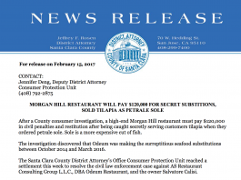 Fake Fish: Morgan Hill Restaurant Fined