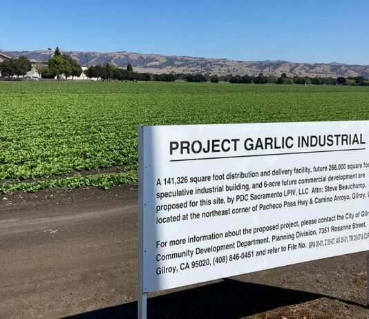 camino arroyo highway 152 project garlic industrial amazon delivery center farmland agriculture