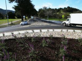 Hecker Pass roundabout complete hecker pass highway autumn way first street autumn way roundabout