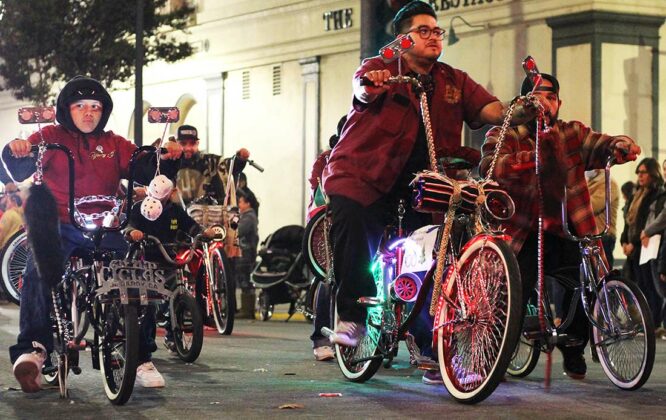 bicycle downtown gilroy holiday parade