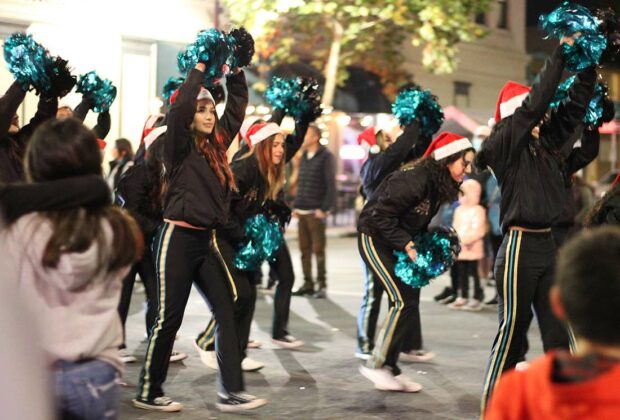 christopher high school cheer dance team downtown gilroy holiday parade