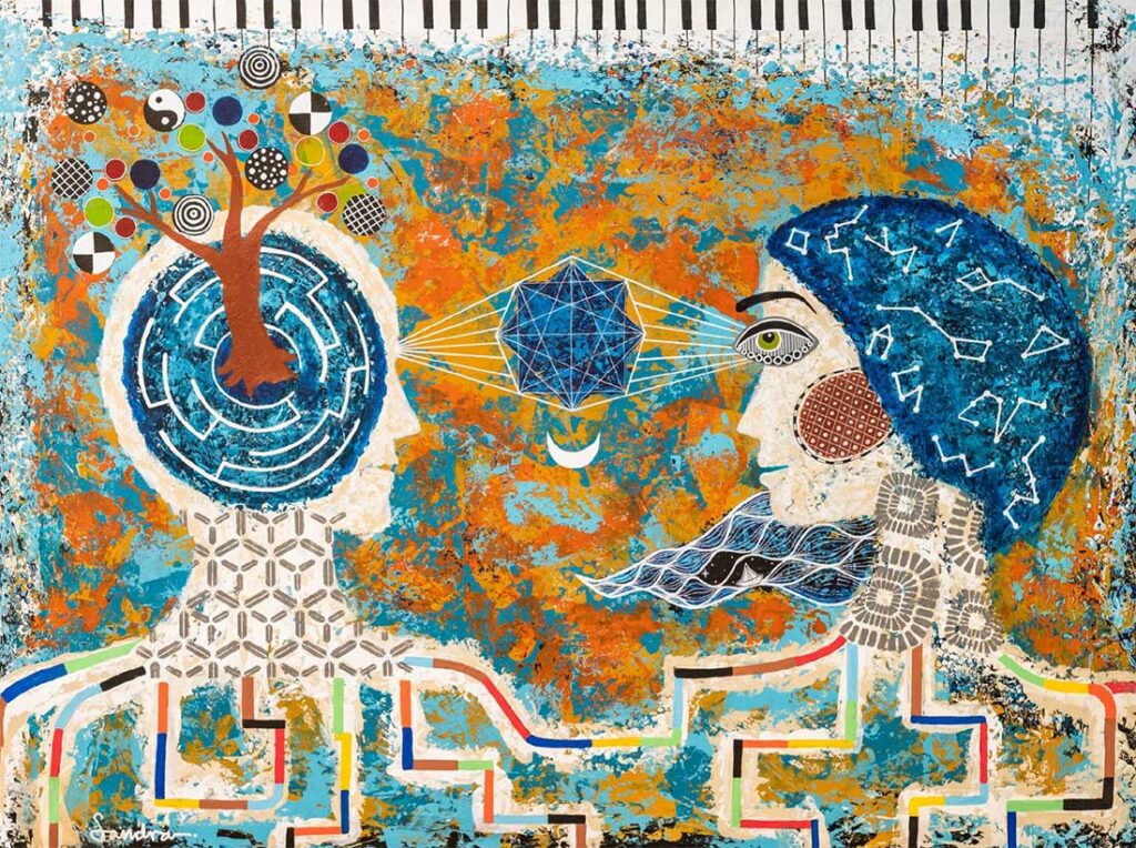 The Universe in Your Eyes acrylic wood panel Sandra De la Torre Gallery 1202
