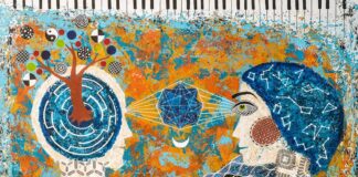 The Universe in Your Eyes acrylic wood panel Sandra De la Torre Gallery 1202