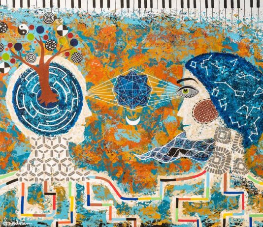 The Universe in Your Eyes acrylic wood panel Sandra De la Torre Gallery 1202