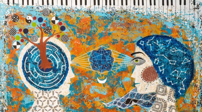 The Universe in Your Eyes acrylic wood panel Sandra De la Torre Gallery 1202