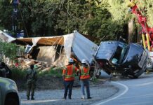 highway 152 hecker pass big rig flip