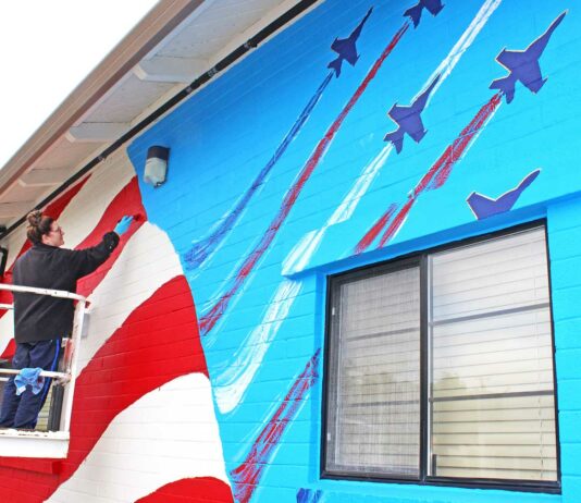 PHOTOS: Artists paint mural on Gilroy Veterans Hall sheryl cathers mural gilroy veterans hall