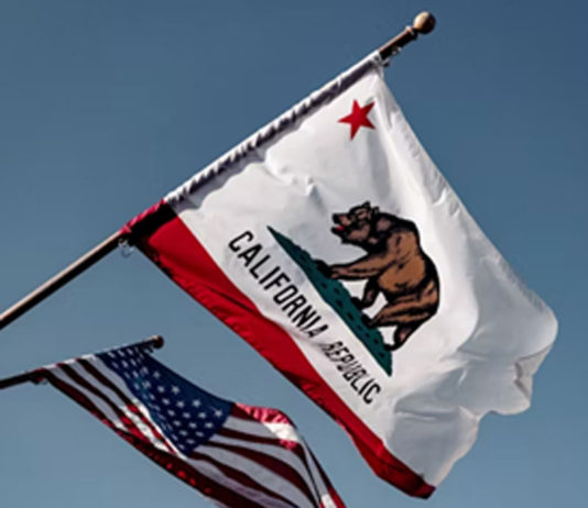 California and U.S. Flags