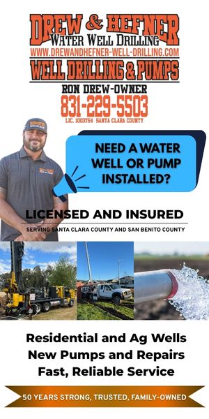drew and hefner water wells and pumps, well drilling, santa clara county