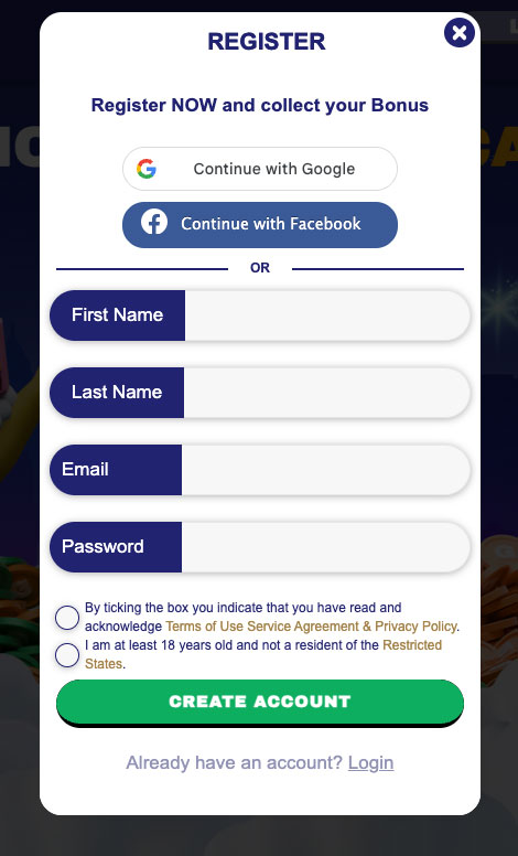 RealPrize Casino register